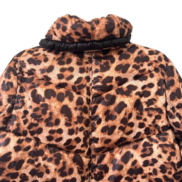 Sam Edelman Leopard Cheetah Print Puffer Funnel Neck Jacket Size M - Picture 12 of 15